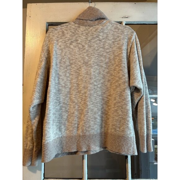 L.L. Bean Cotton Linen Oversized Oat Color Turtleneck Sweater - Picture 2 of 6